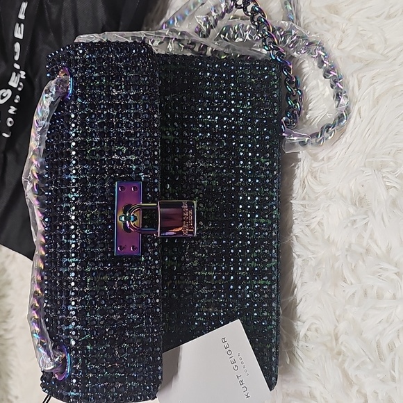 Kurt Geiger London The Mini Fabric Brixton Crystal Lock Bag Kurt Geiger Purse - Picture 3 of 17